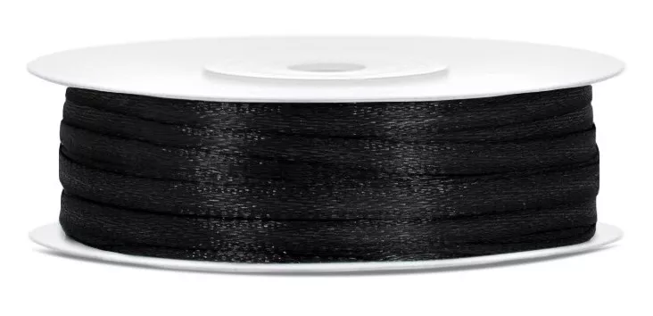 Nastro regalo in raso nero 3mm x 50m