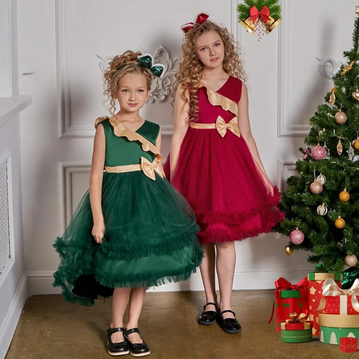 Natale ragazze fiore principessa abito festa di compleanno abiti bambini vestiti bambini elegante abito da ballo da sposa formal