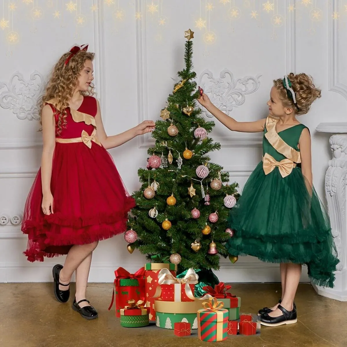 Natale ragazze fiore principessa abito festa di compleanno abiti bambini vestiti bambini elegante abito da ballo da sposa formal