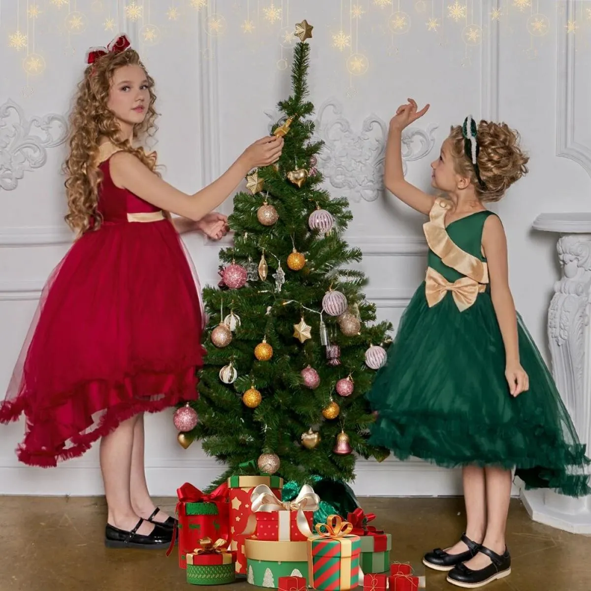 Natale ragazze fiore principessa abito festa di compleanno abiti bambini vestiti bambini elegante abito da ballo da sposa formal
