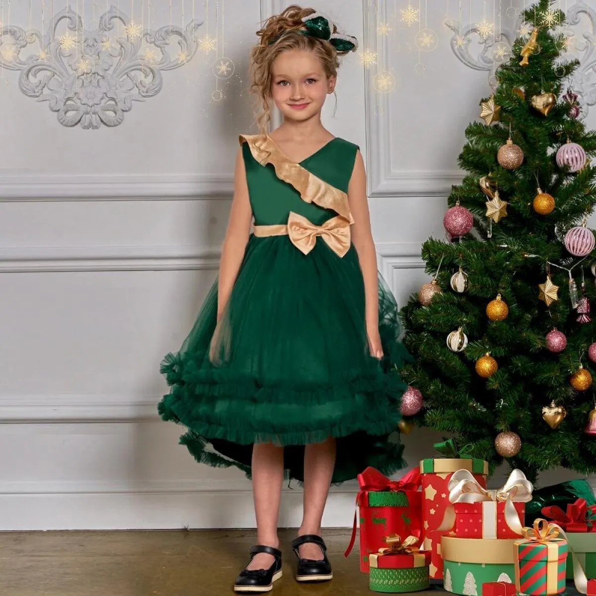 Natale ragazze fiore principessa abito festa di compleanno abiti bambini vestiti bambini elegante abito da ballo da sposa formal
