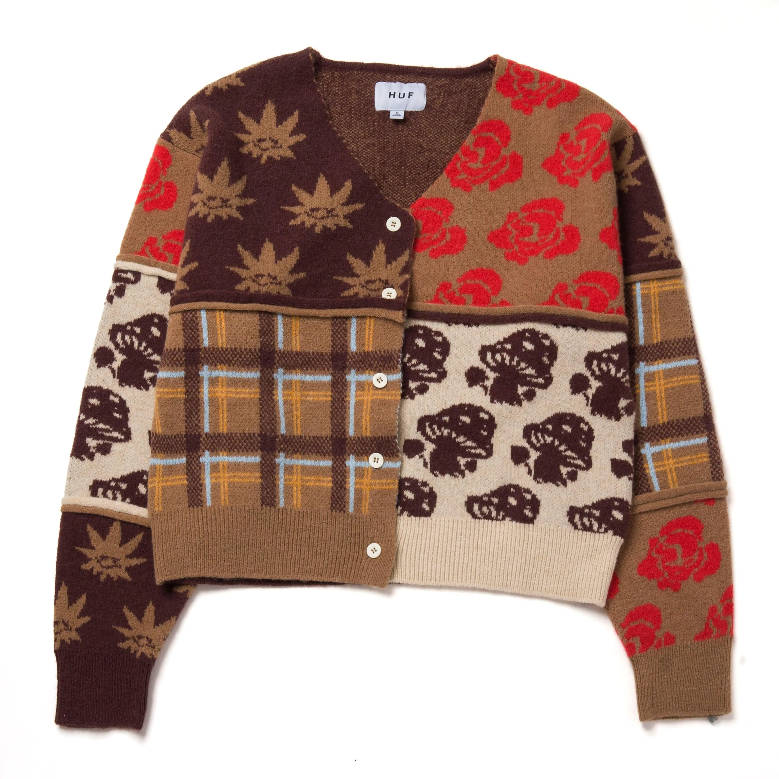 NATURE PATCHWORK CARDIGAN - BROWN