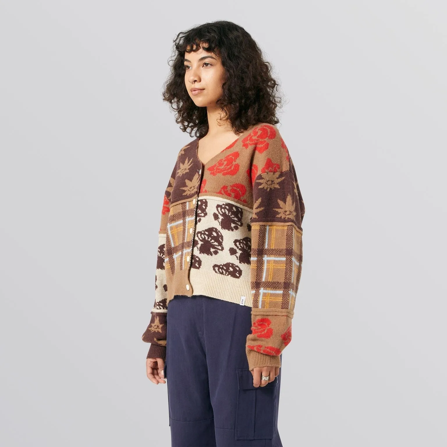 NATURE PATCHWORK CARDIGAN - BROWN
