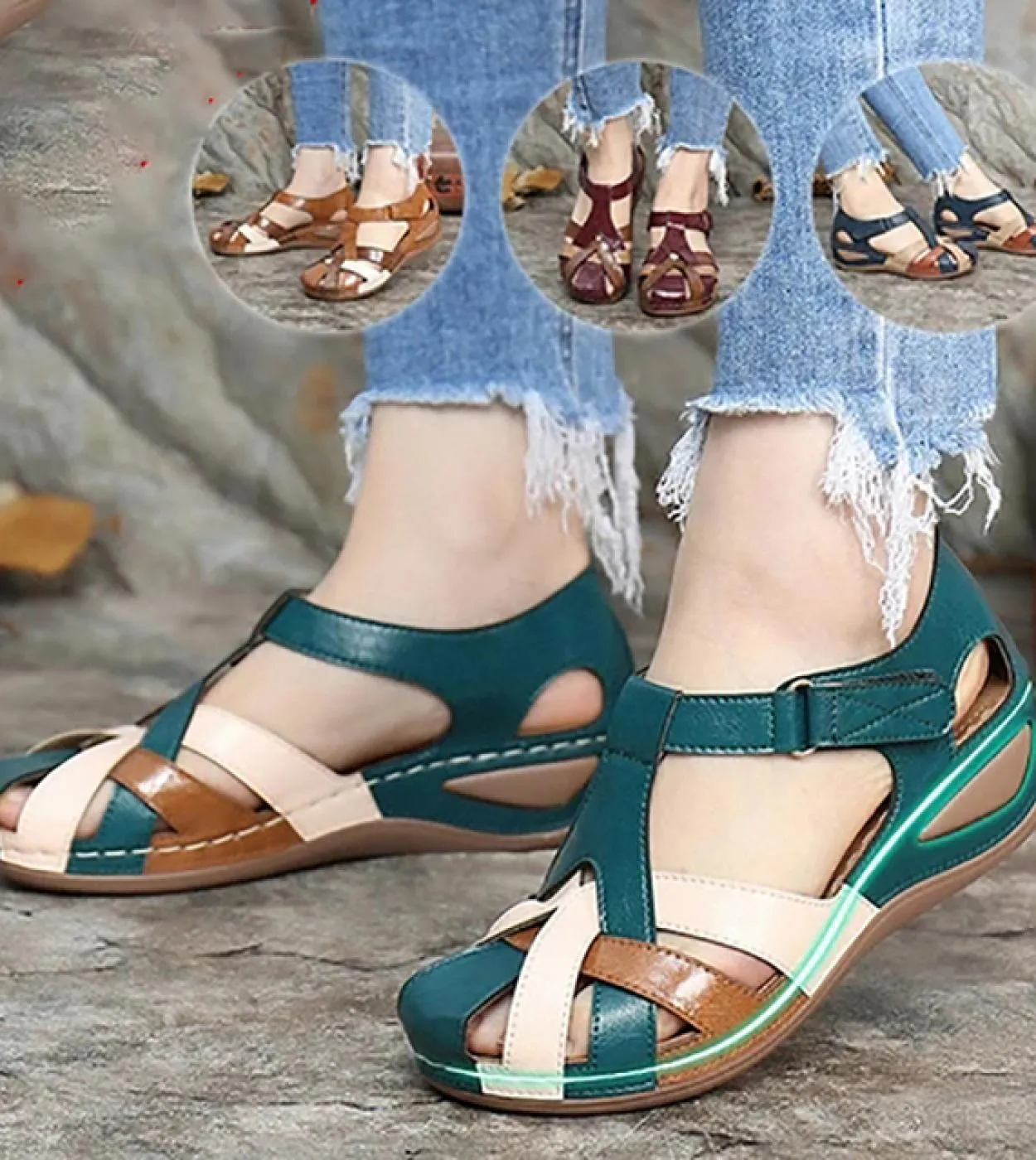 New Fashion Women Sandals Water Round Female Flat Sandals Women Slippers Casual Comfortable Summer Ladies Shoes Women  W