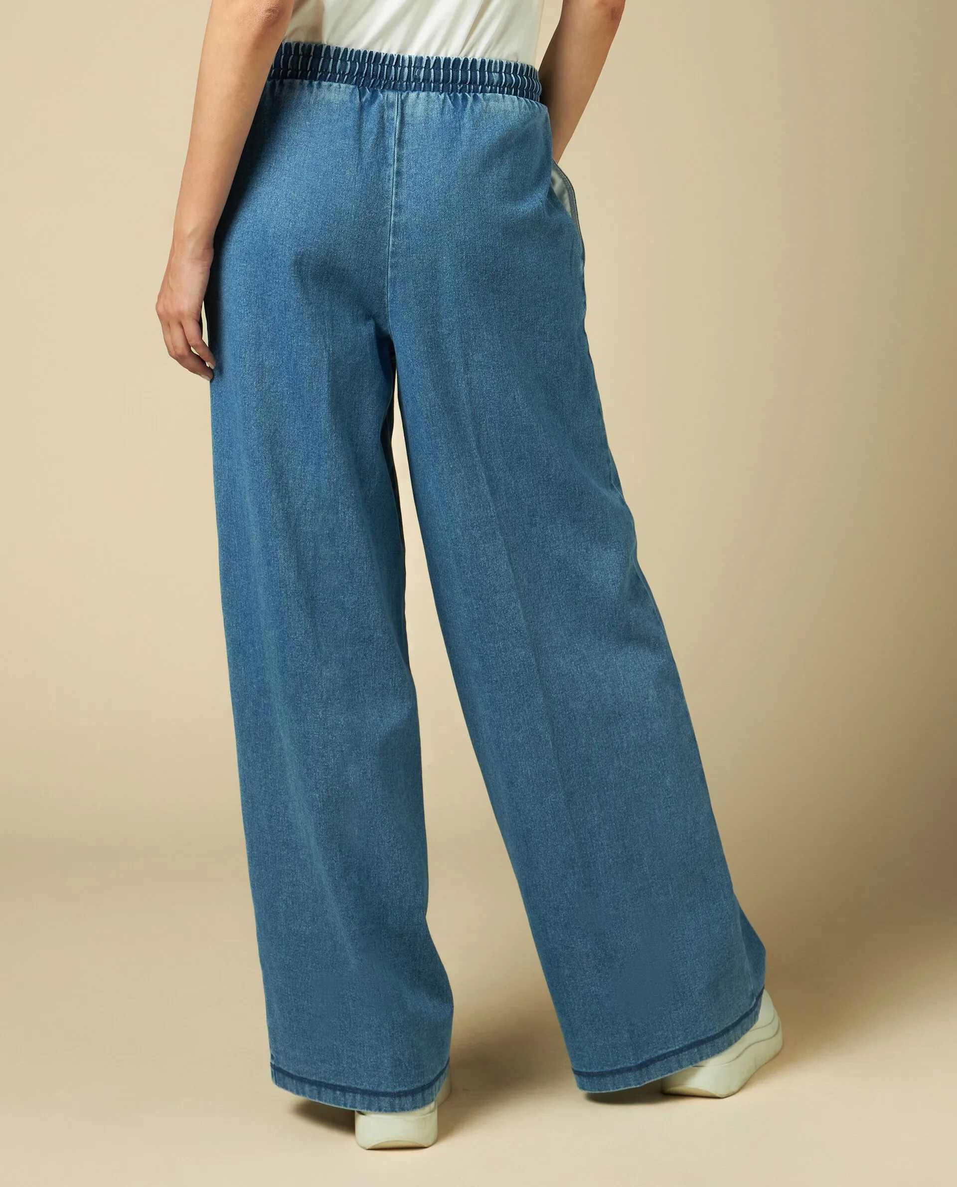 NICE & CHIC  Denim wide leg in puro cotone donna