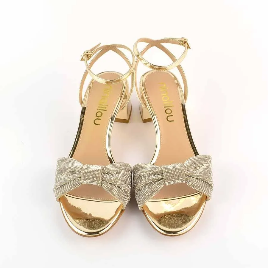 Ninalilou sandalo specchio platino fiocco swarovski