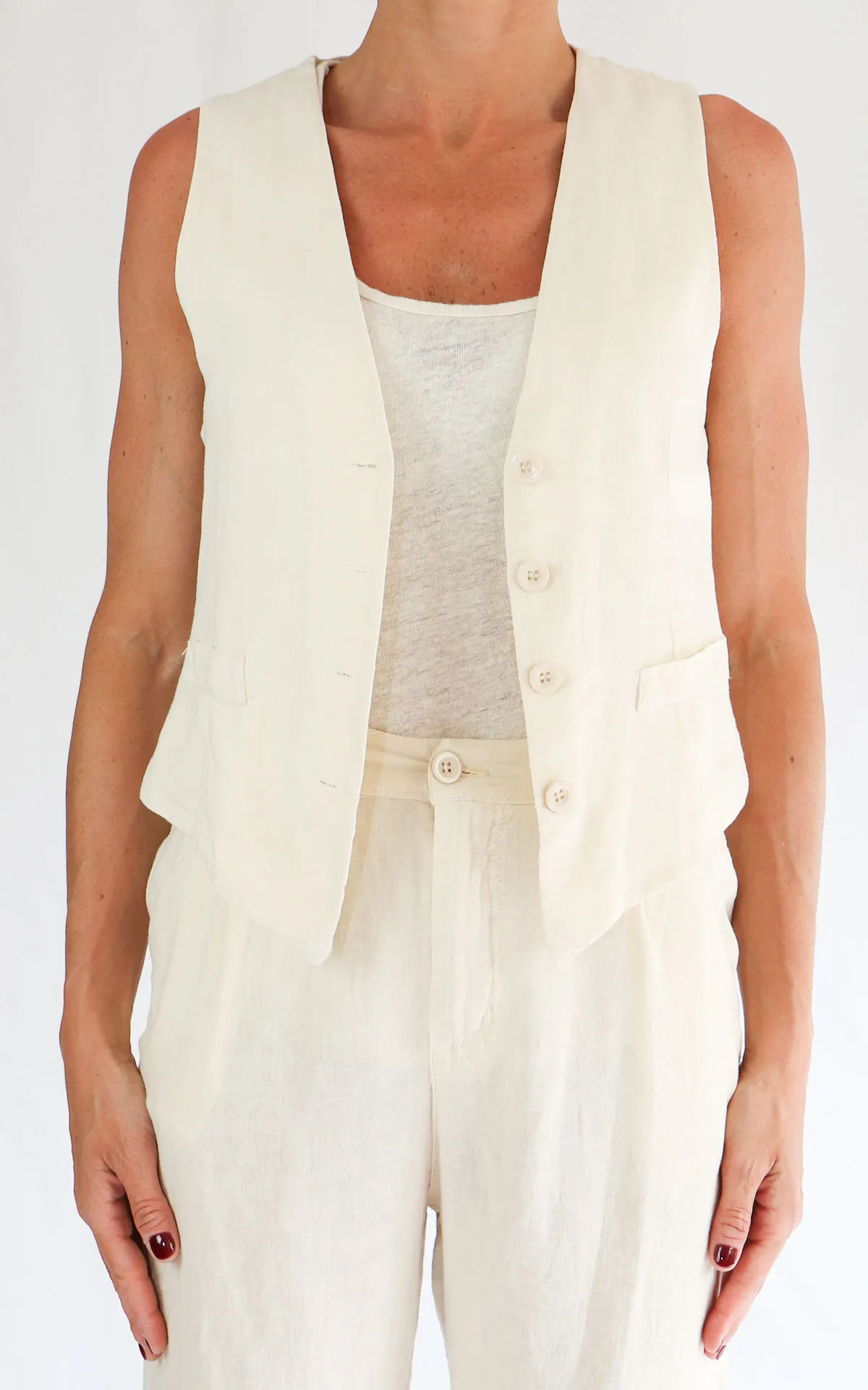 Off-on – Gilet lino / viscosa – Burro