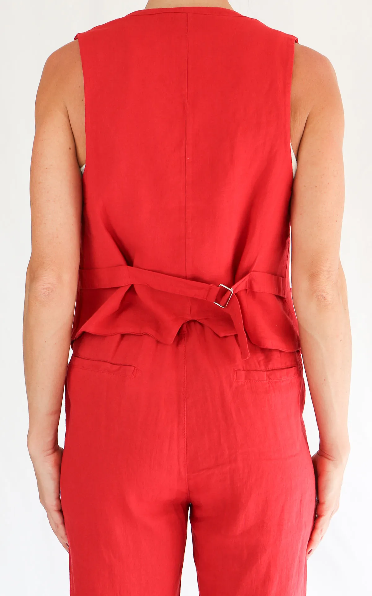 Off-on – Gilet lino / viscosa – Rosso