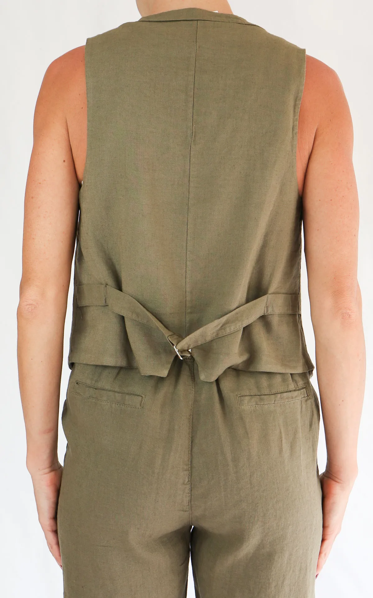 Off-on – Gilet lino / viscosa – Verde