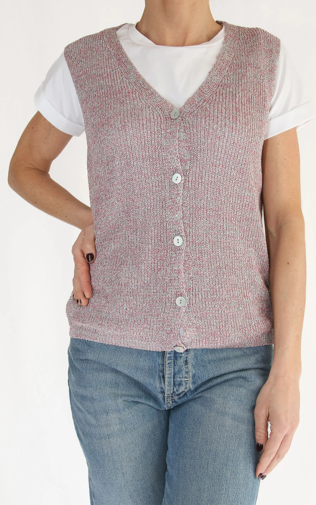 Off-on – Gilet lurex – Rosa