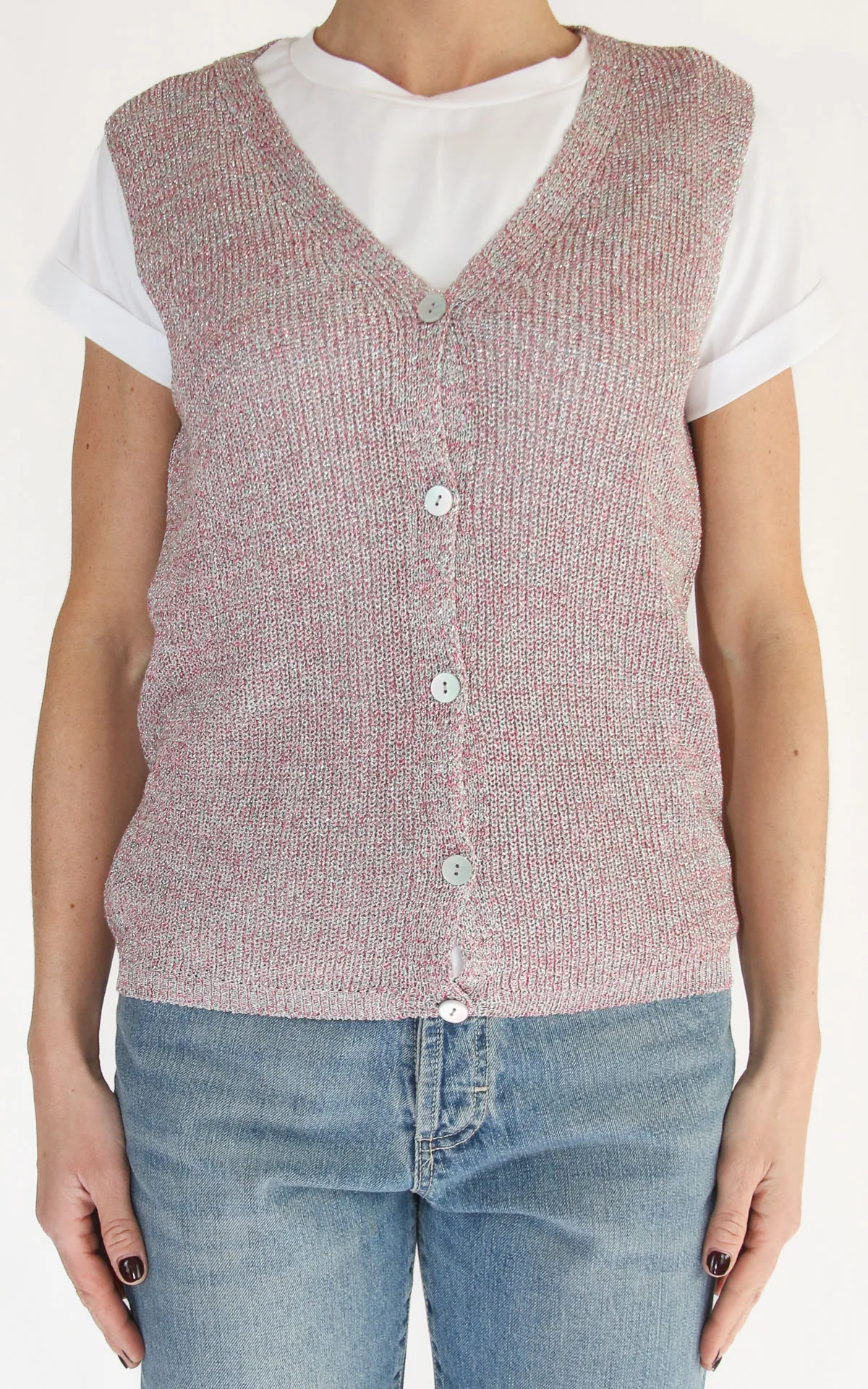 Off-on – Gilet lurex – Rosa