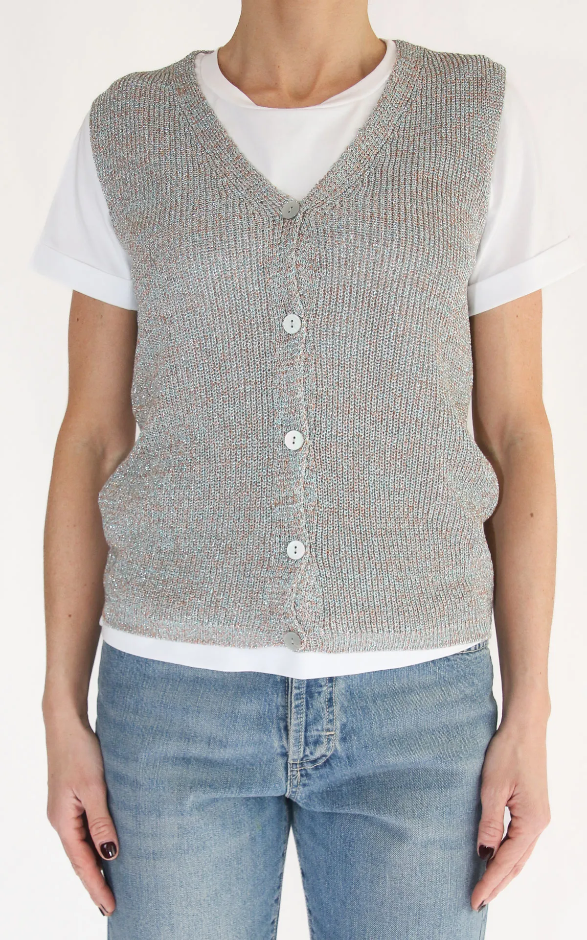Off-on – Gilet lurex – Turchese
