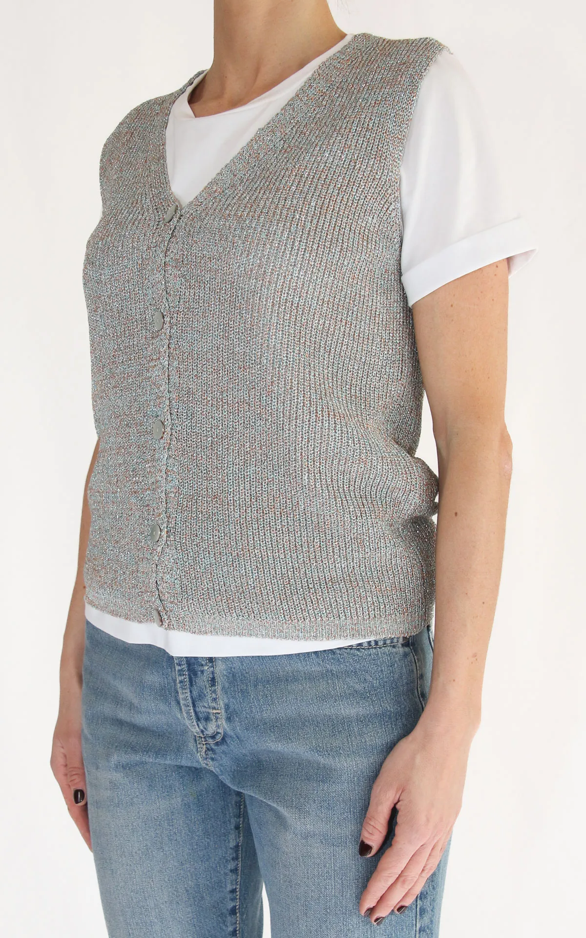 Off-on – Gilet lurex – Turchese