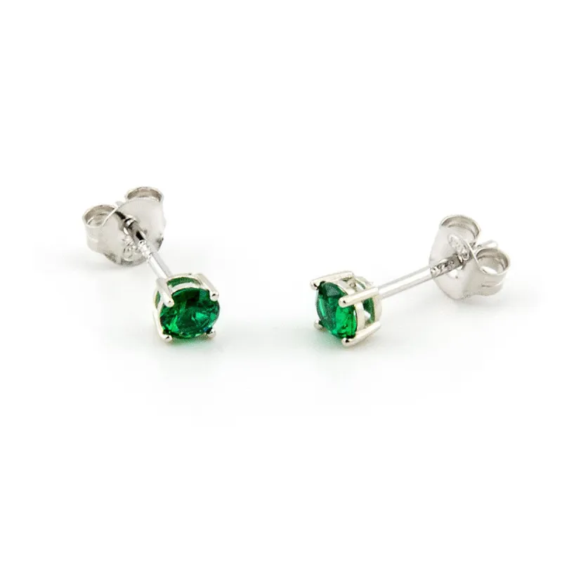 Orecchini punto luce 4 mm verde in argento