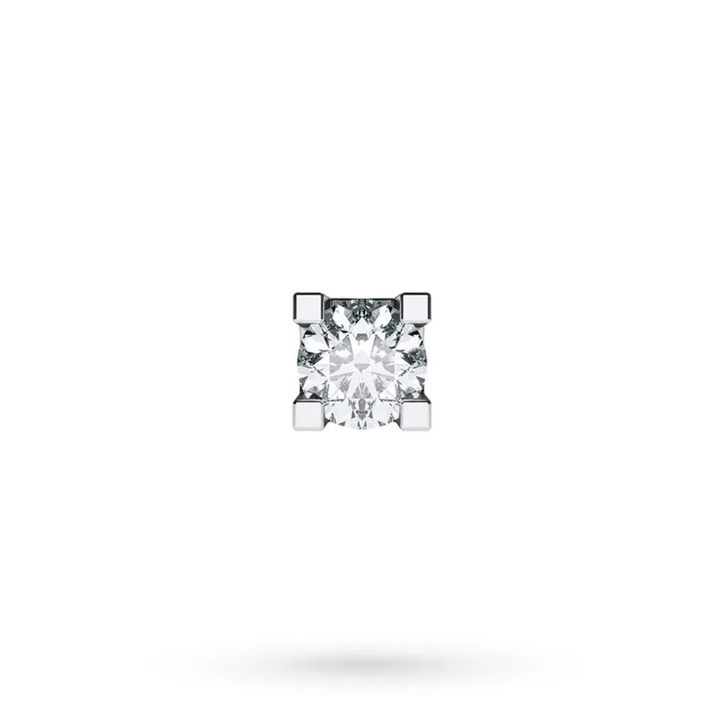 Orecchino singolo quadrato uomo oro bianco diamante ct 0,08