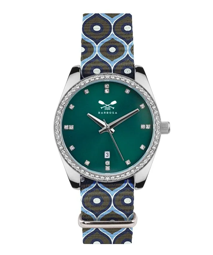 OROLOGIO MOONLIGHT  dm. 36,5 NATO GEOMETRIA CELESTE E MARRONE