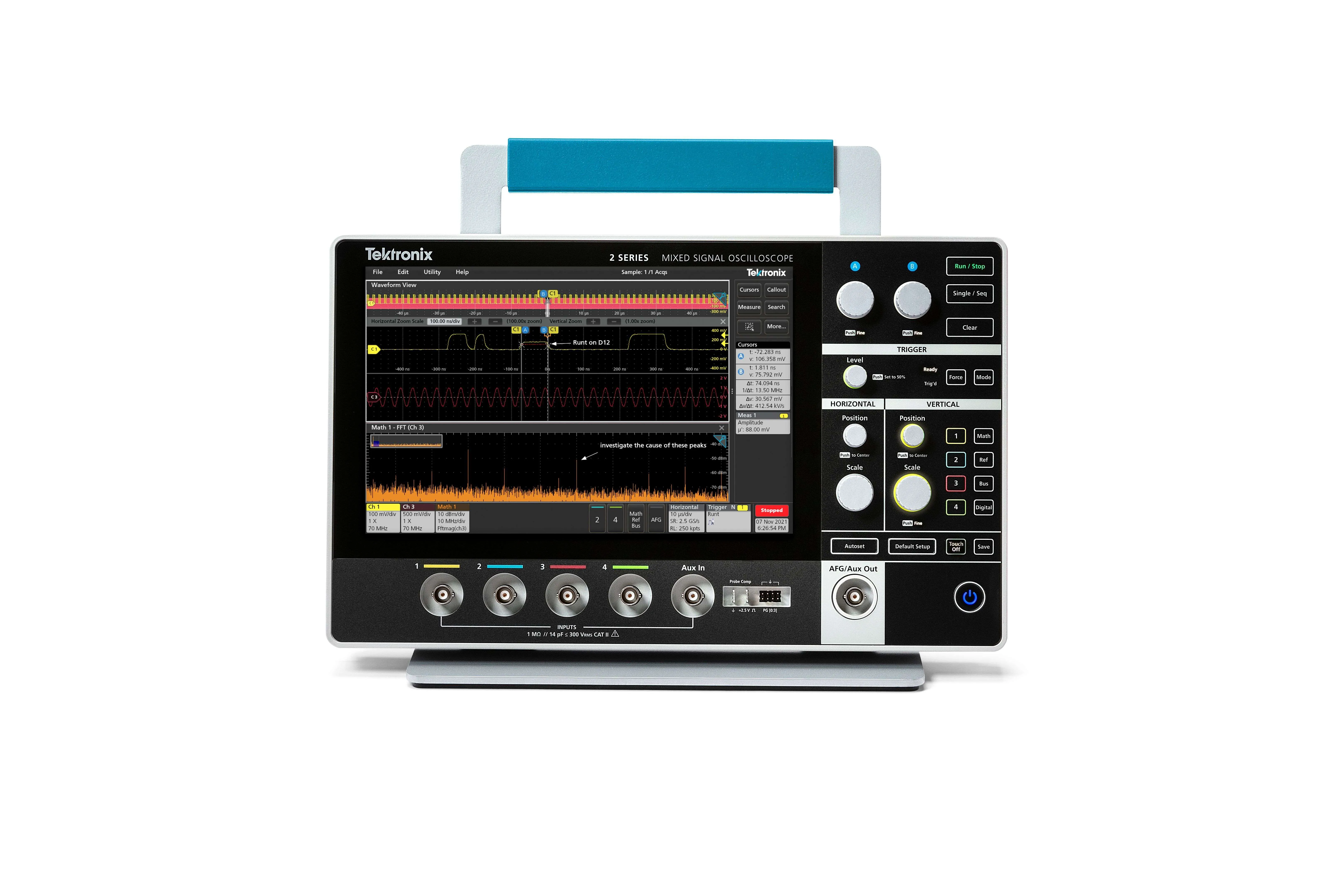 Oscilloscopio Da banco Tektronix MSO24, 4 ch. analogici, 16 ch. digitali, 350MHz, Cert. ISO