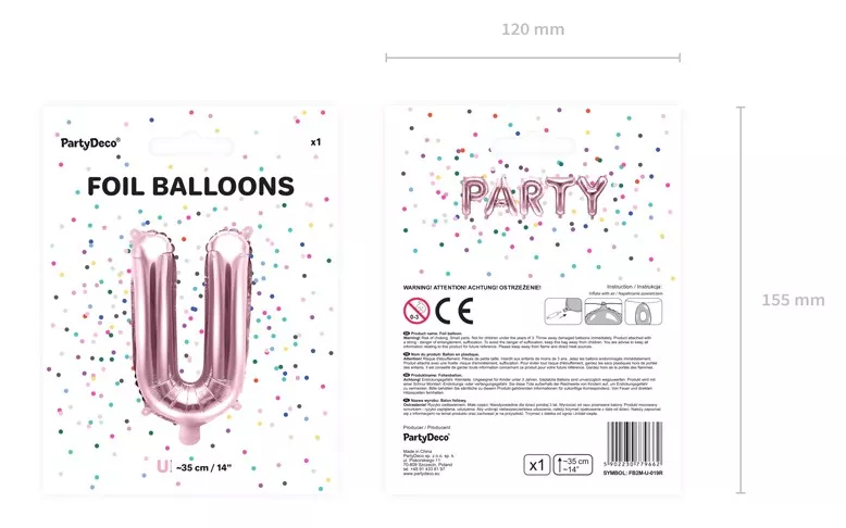 Palloncino lettera U rosa oro 35cm
