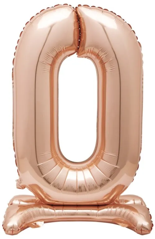 Palloncino numero 0 in piedi oro rosa 76 cm