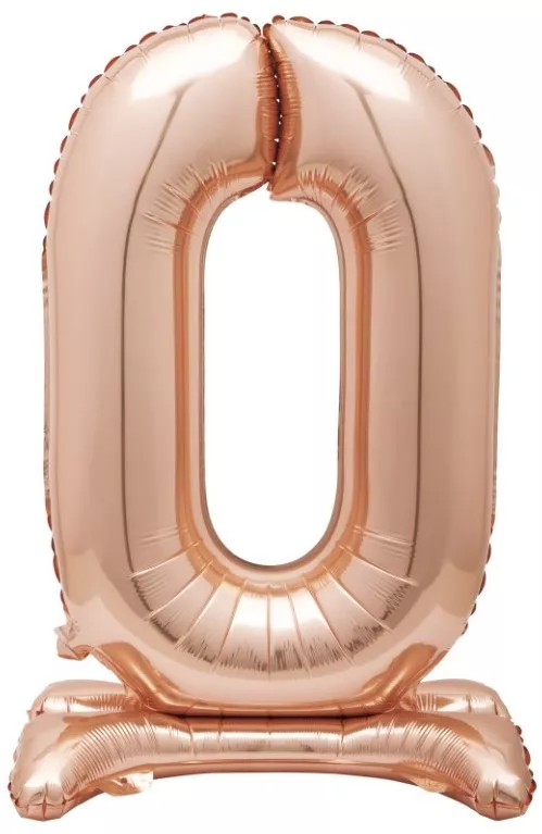 Palloncino numero 0 in piedi oro rosa 76 cm