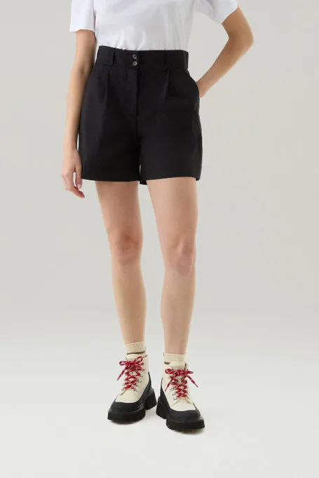 Pantaloncini in popeline di puro cotone                                                                                Black