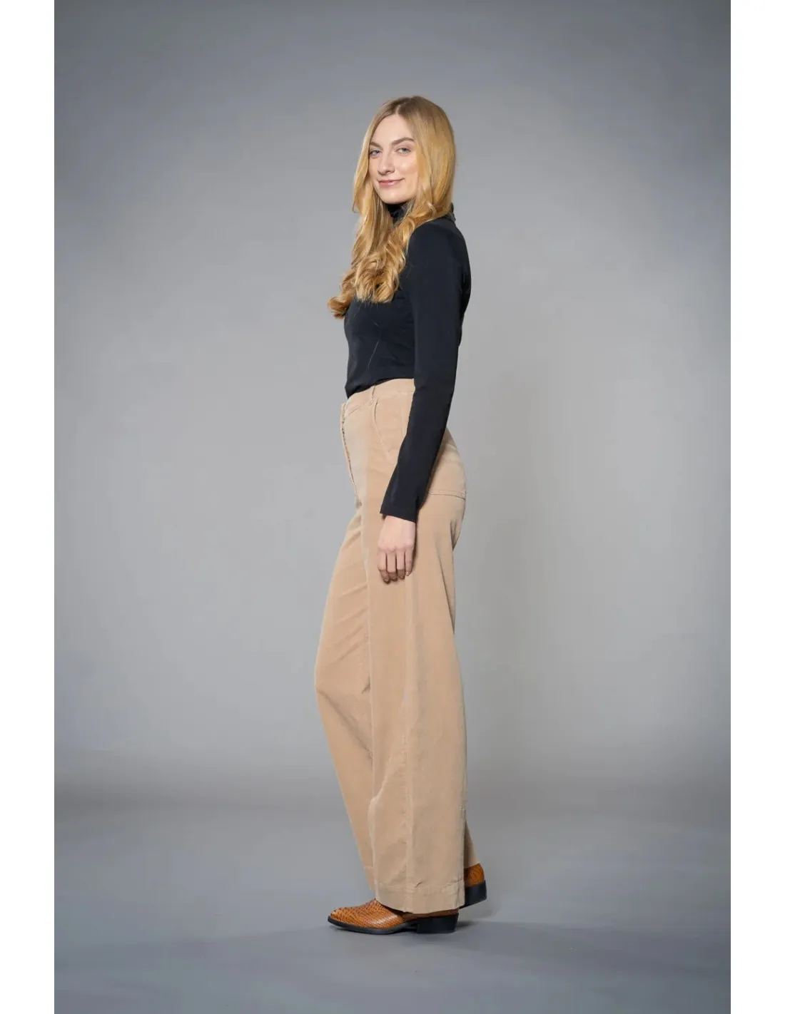 PANTALONE A PALAZZO IN VELLUTO DI COTONE BIO