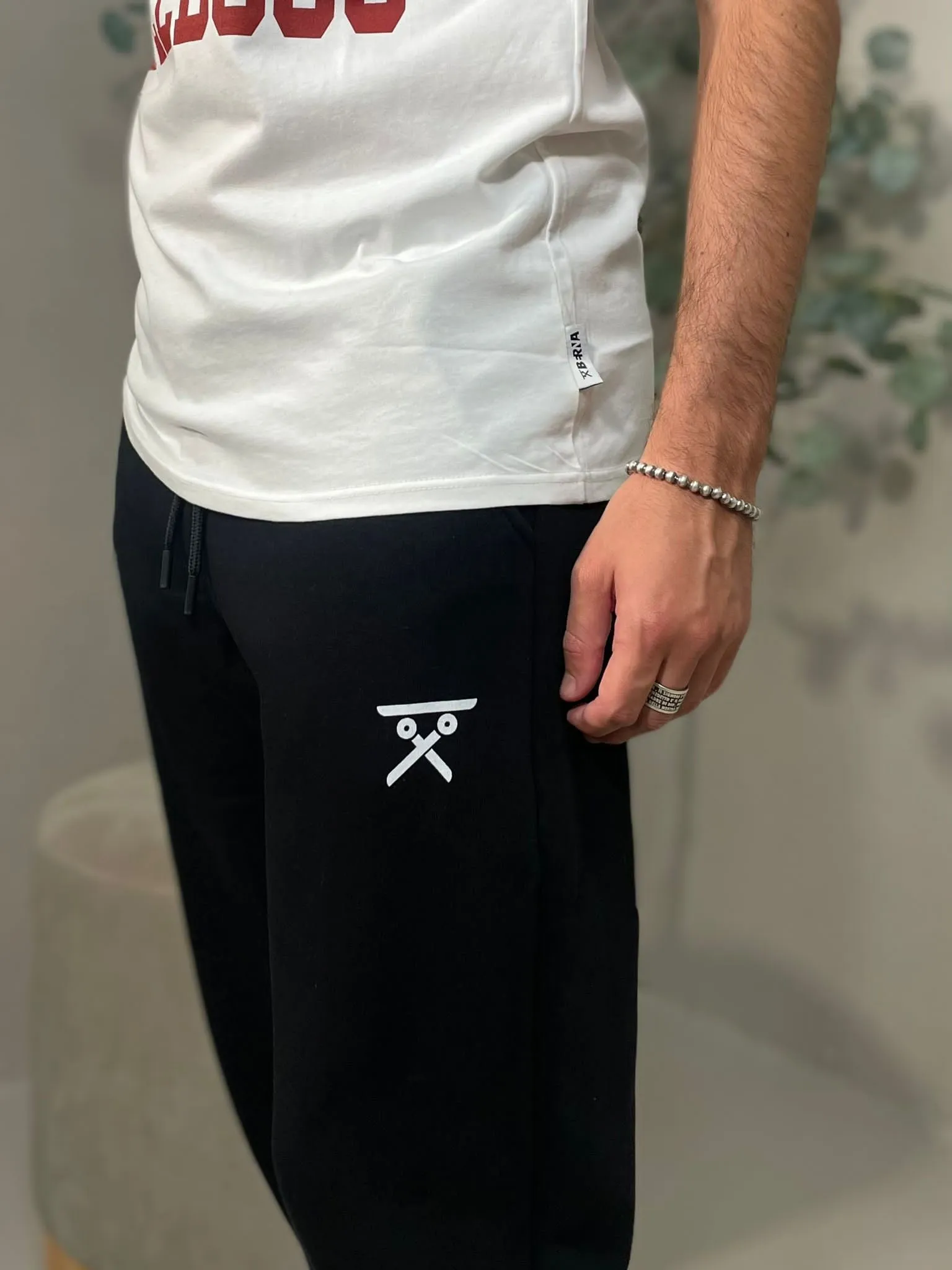 Pantalone Felpa Logo Nero