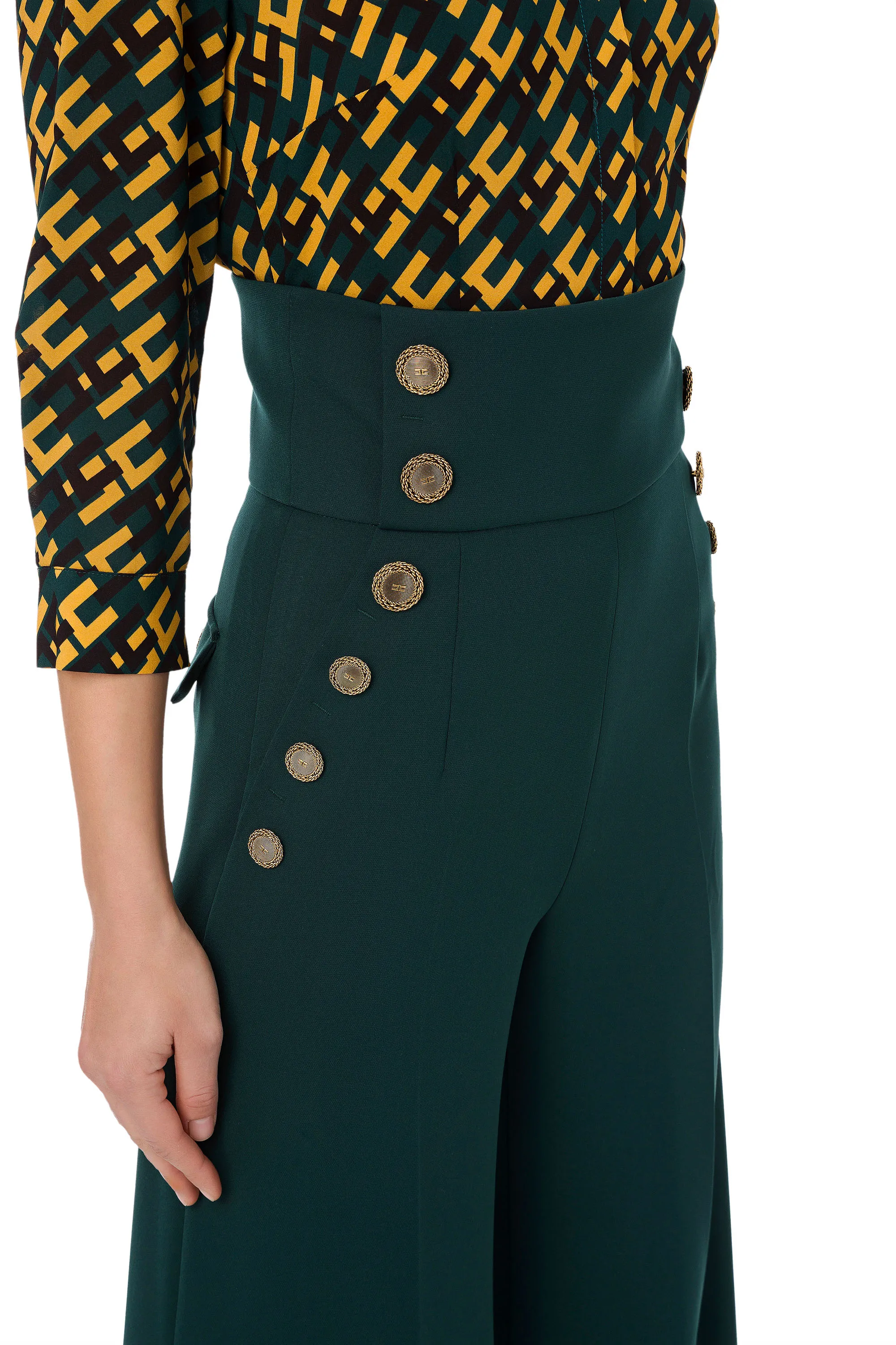 Pantalone palazzo con bottoni light gold