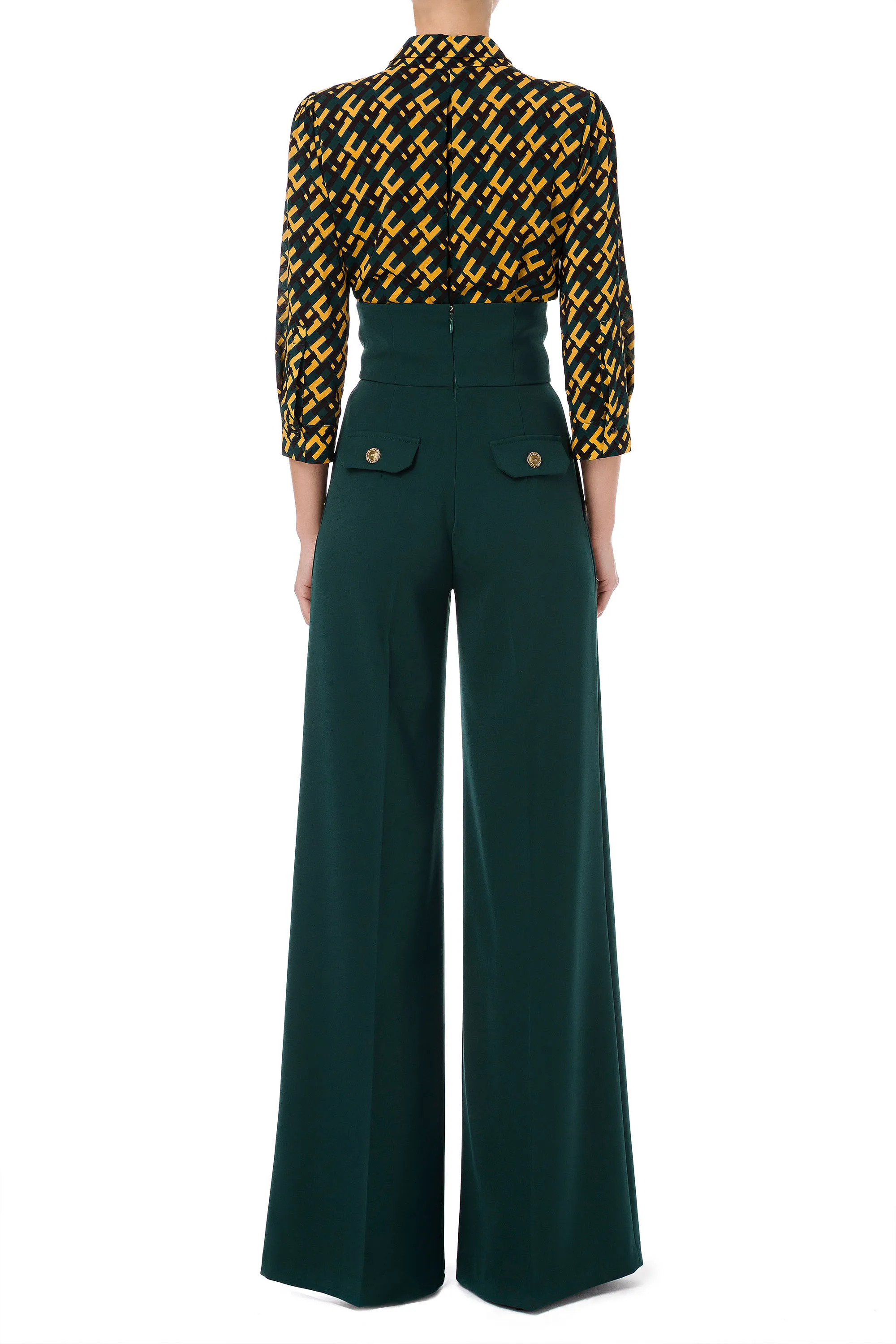Pantalone palazzo con bottoni light gold