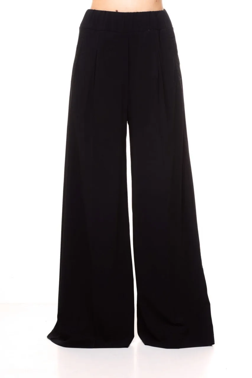 Pantalone palazzo elasticizzato Nero