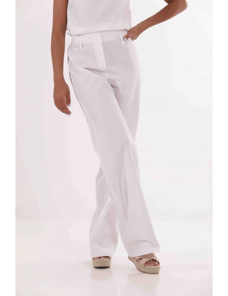 PANTALONE PALAZZO IN COTONE CON ELASTICO DIETRO