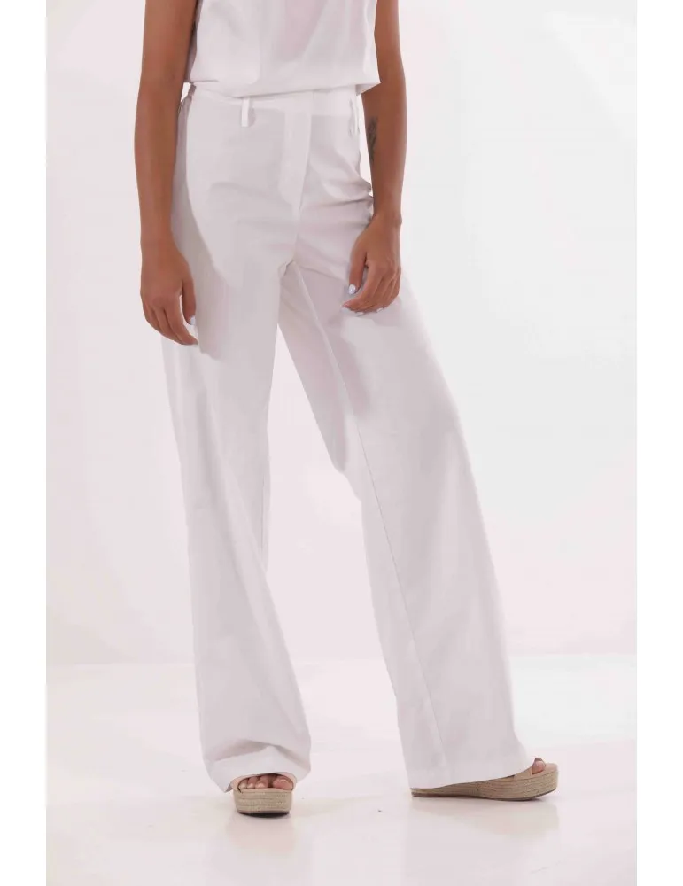 PANTALONE PALAZZO IN COTONE CON ELASTICO DIETRO