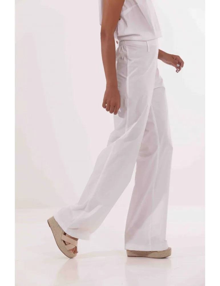 PANTALONE PALAZZO IN COTONE CON ELASTICO DIETRO