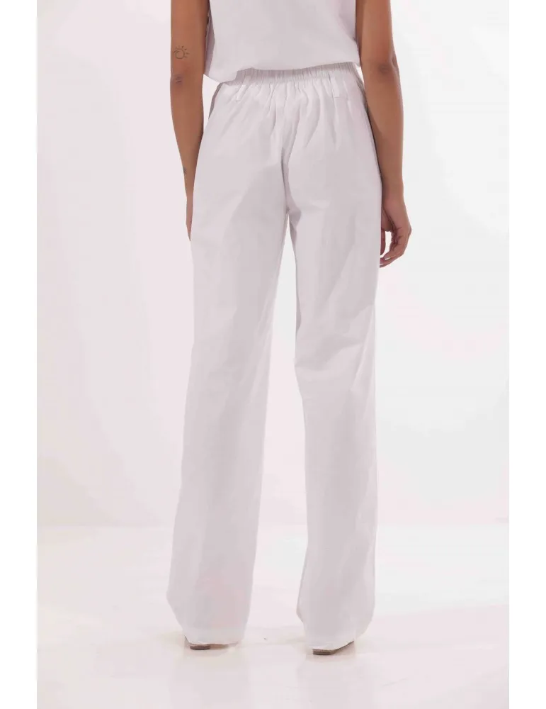 PANTALONE PALAZZO IN COTONE CON ELASTICO DIETRO