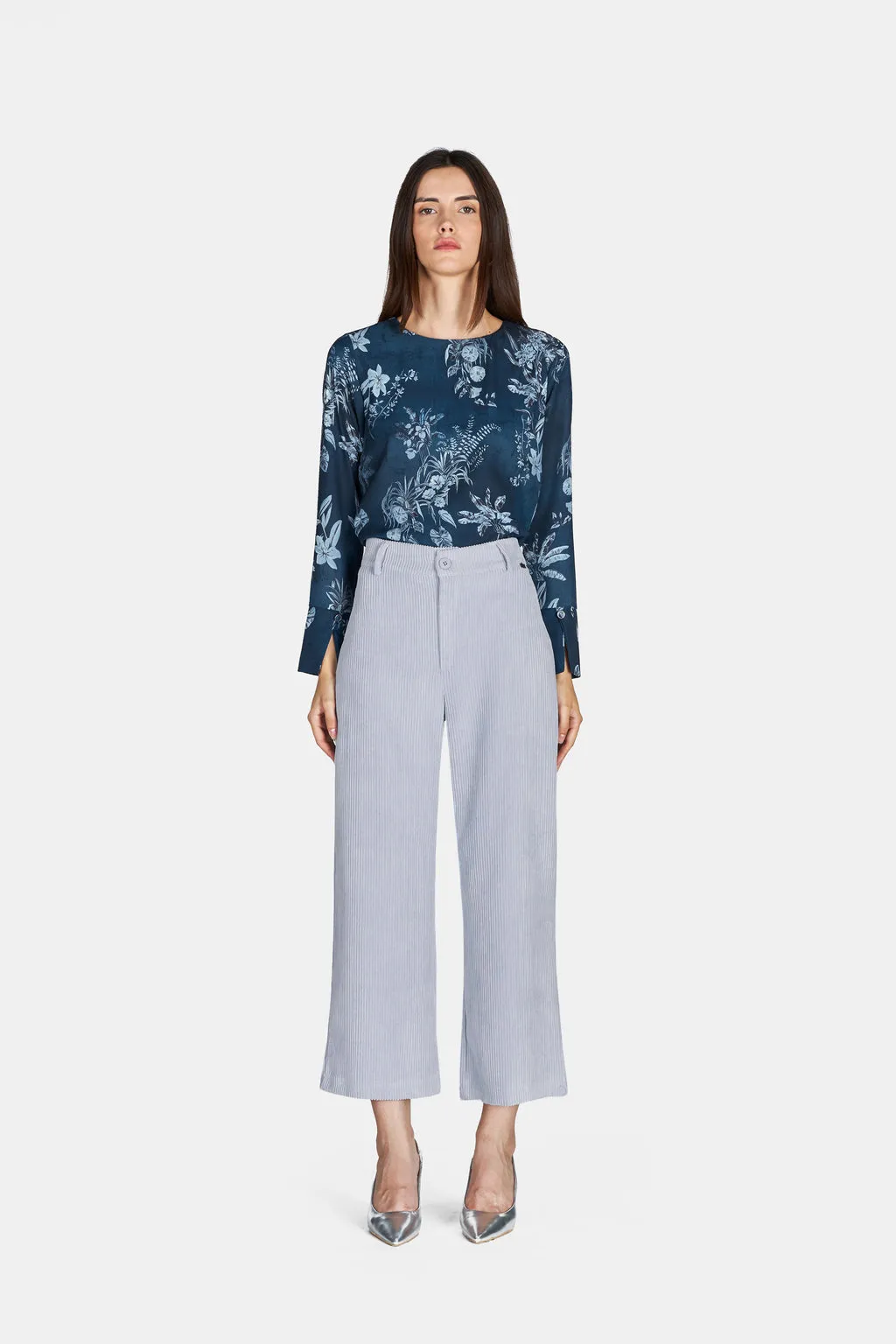 Pantalone velluto coste cropped