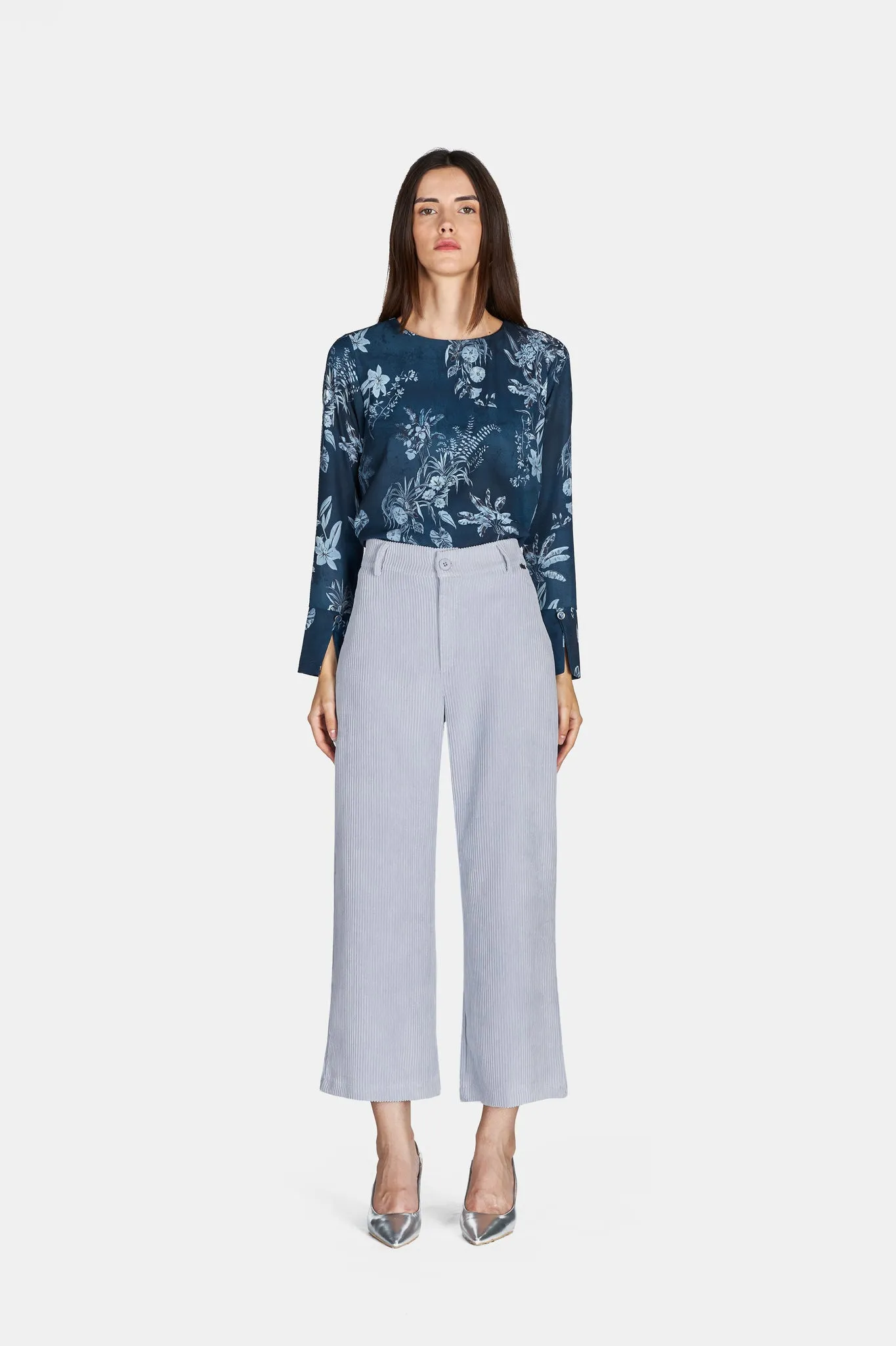 Pantalone velluto coste cropped