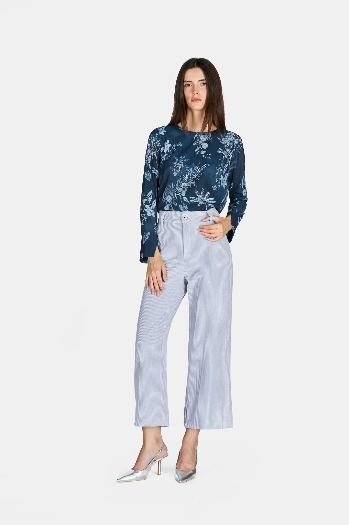 Pantalone velluto coste cropped
