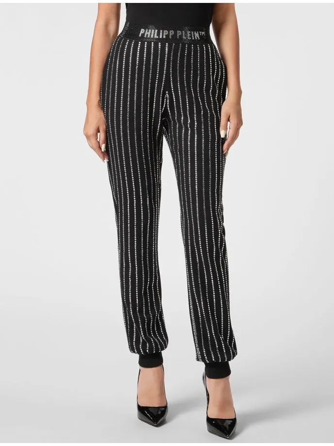 Pantaloni con cristalli