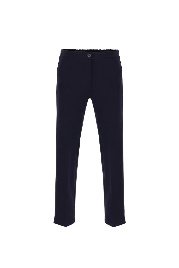 Pantaloni cropped monocolor a vita alta