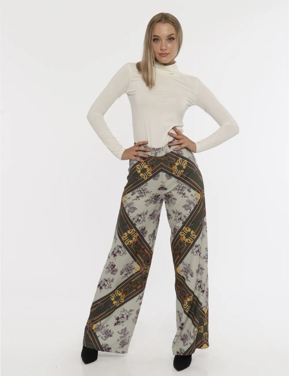 Pantaloni Fracomina fantasia beige/verde