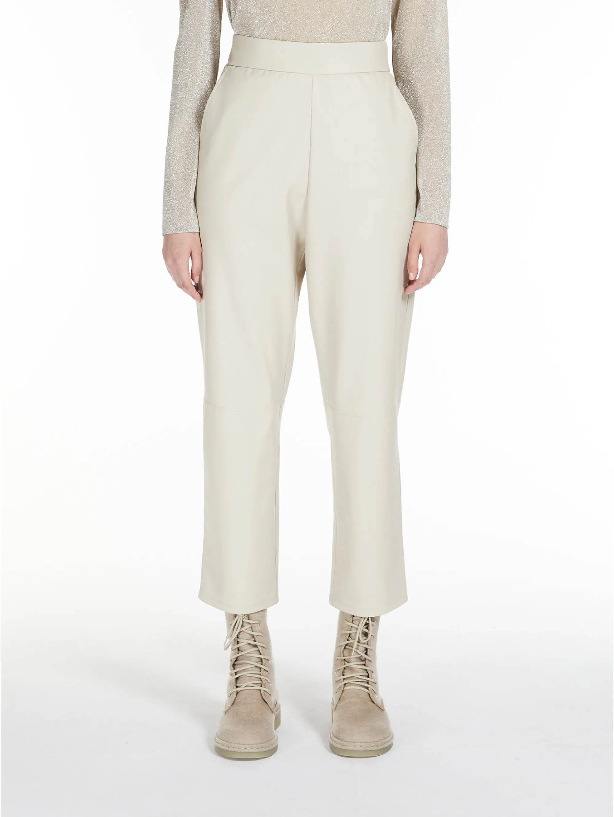 Pantaloni in Ecopelle Avorio
