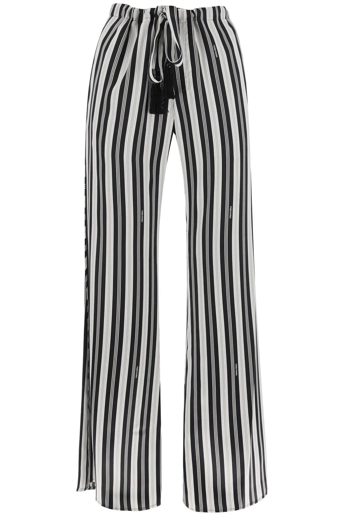 Pantaloni in raso di seta a righe
