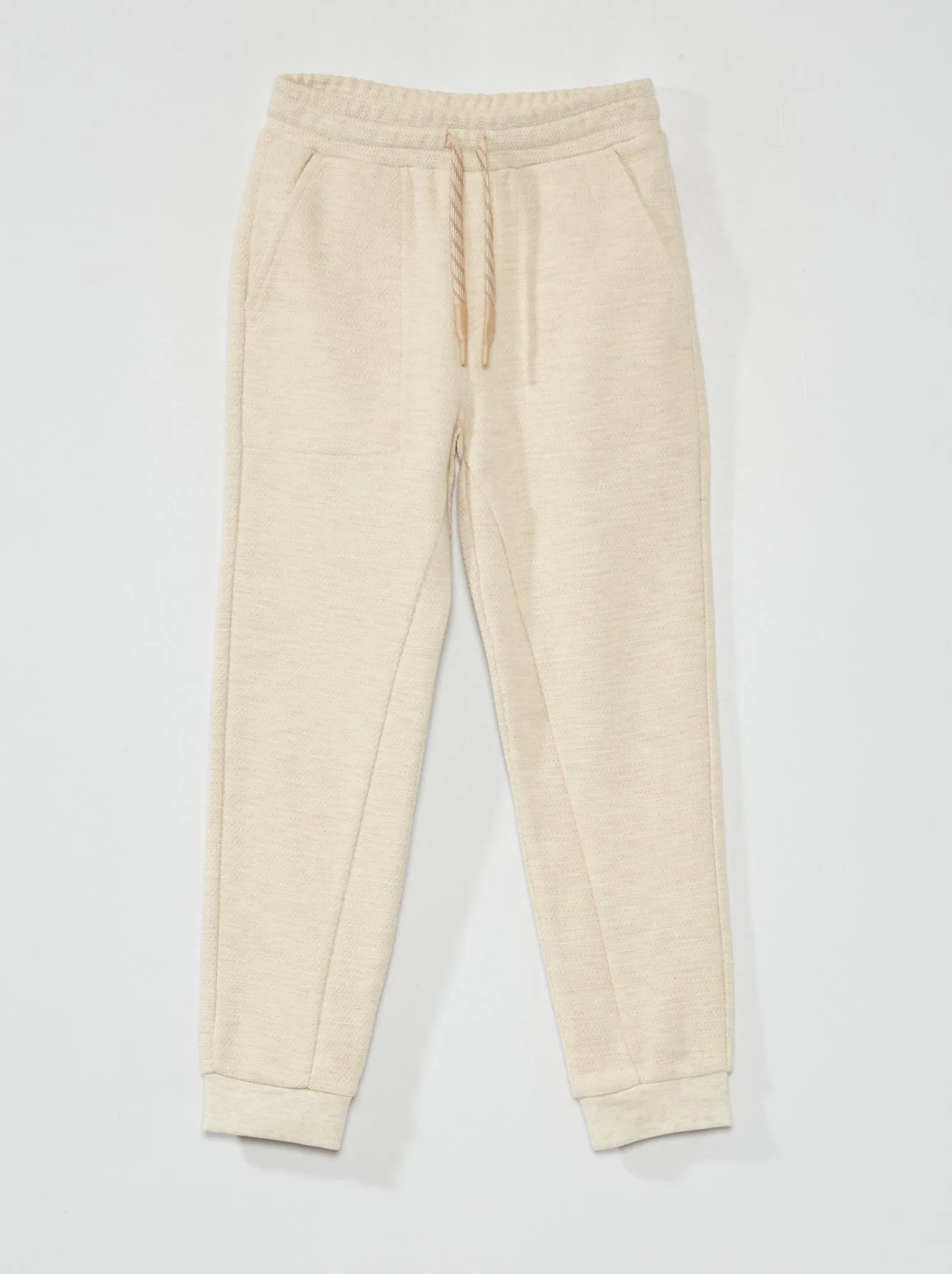 Pantaloni joggers in piqué di cotone - Taglio più aderente - BEIGE