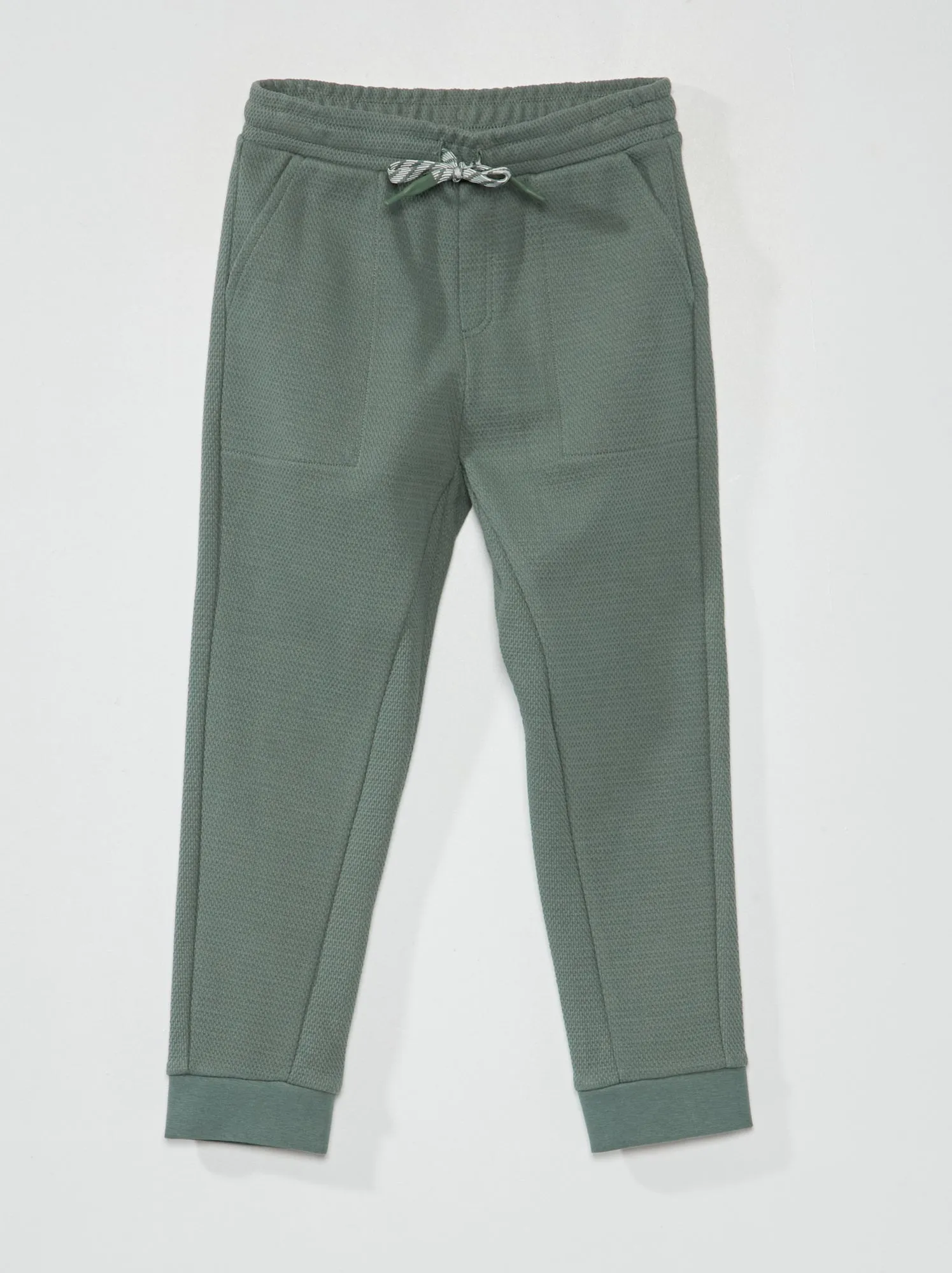 Pantaloni joggers in piqué di cotone - Taglio più aderente - grigio verde