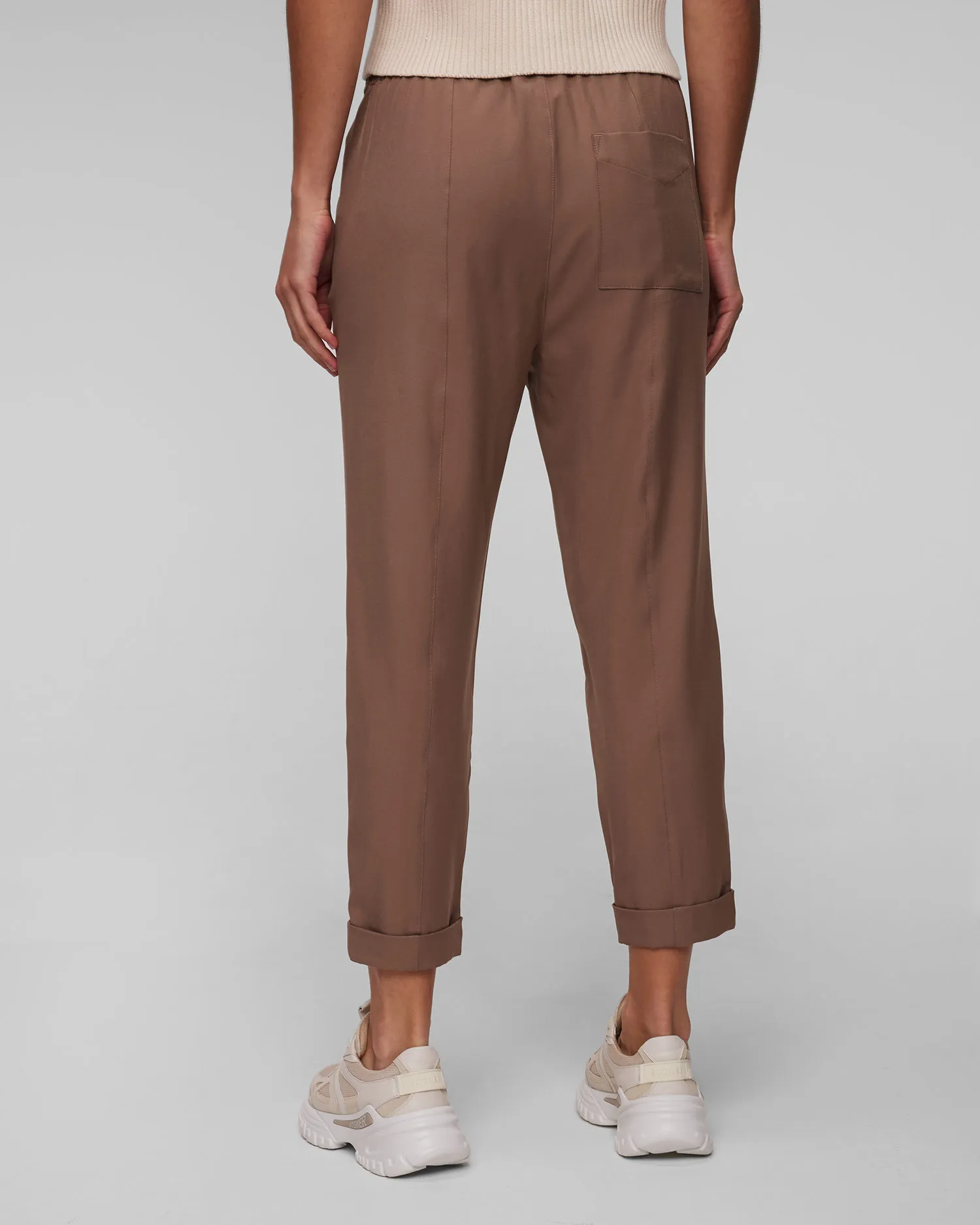Pantaloni marroni da donna Varley Oakland Turnup Taper Pant 25 var01959-tast