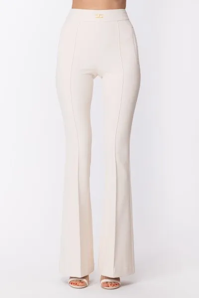 Pantaloni palazzo con nervature Burro