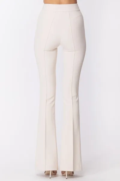 Pantaloni palazzo con nervature Burro
