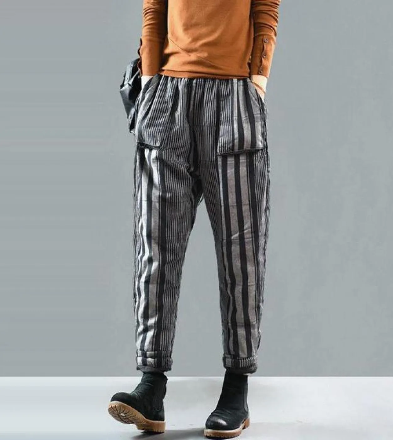 Pantaloni scozzesi larghi in vita elastica da donna stile autunno nuove arti tutti abbinati pantaloni Harem vintage in cotone ad