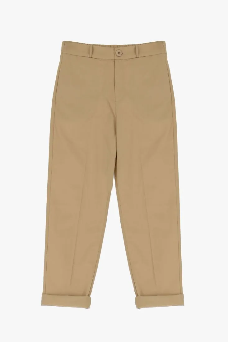 Pantaloni slim-fit cropped in puro cotone con piega stirata