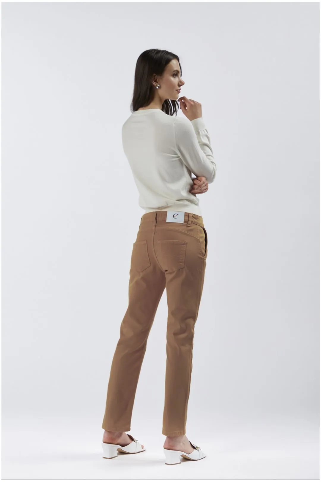 pantaloni slim in bull denim ginger